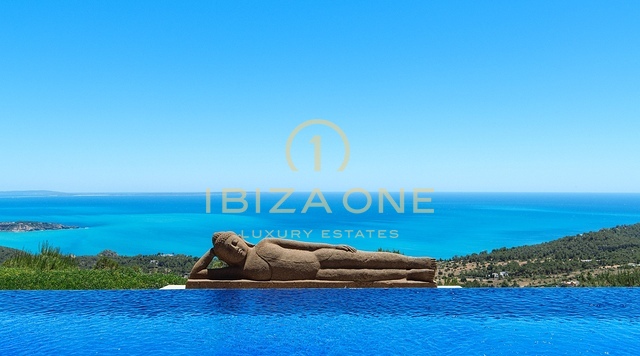 De luxe villa The Palms te huur - Ongeëvenaard uitzicht op zee en de baai vanaf de top van Es Cubells, Ibiza