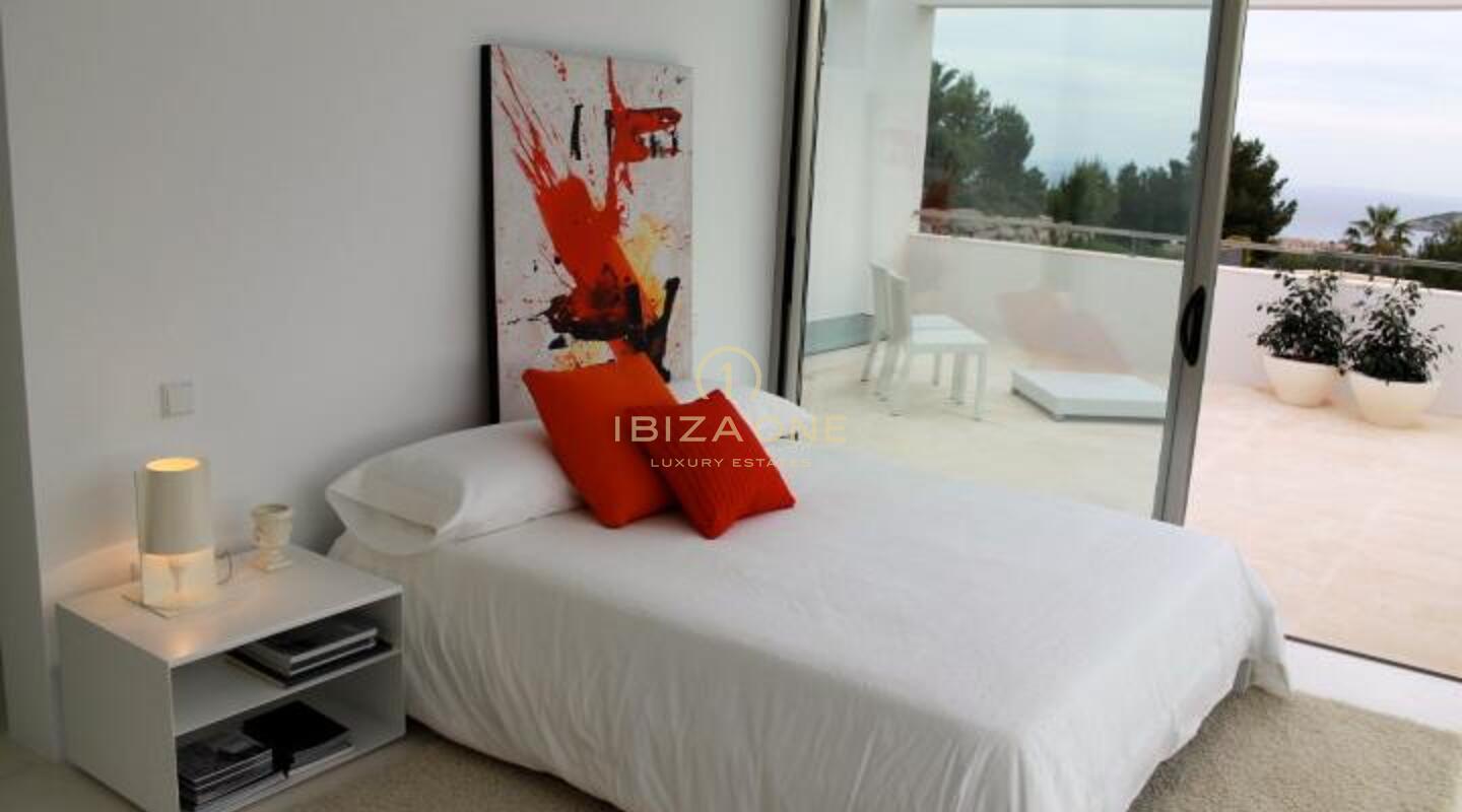 Contemporary luxury villa with amazing view and sunset in Can Rimbau for rent, Ibiza