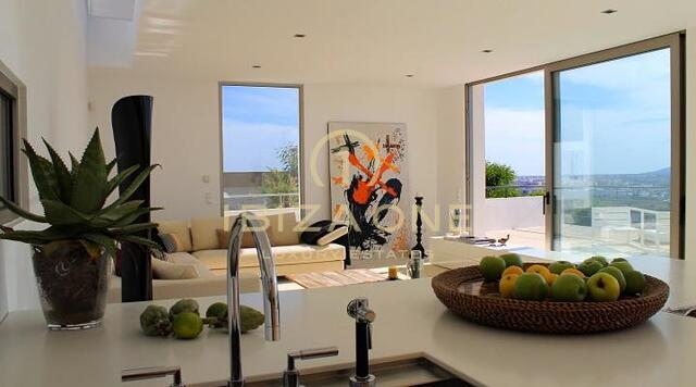 Contemporary luxury villa with amazing view and sunset in Can Rimbau for rent, Ibiza