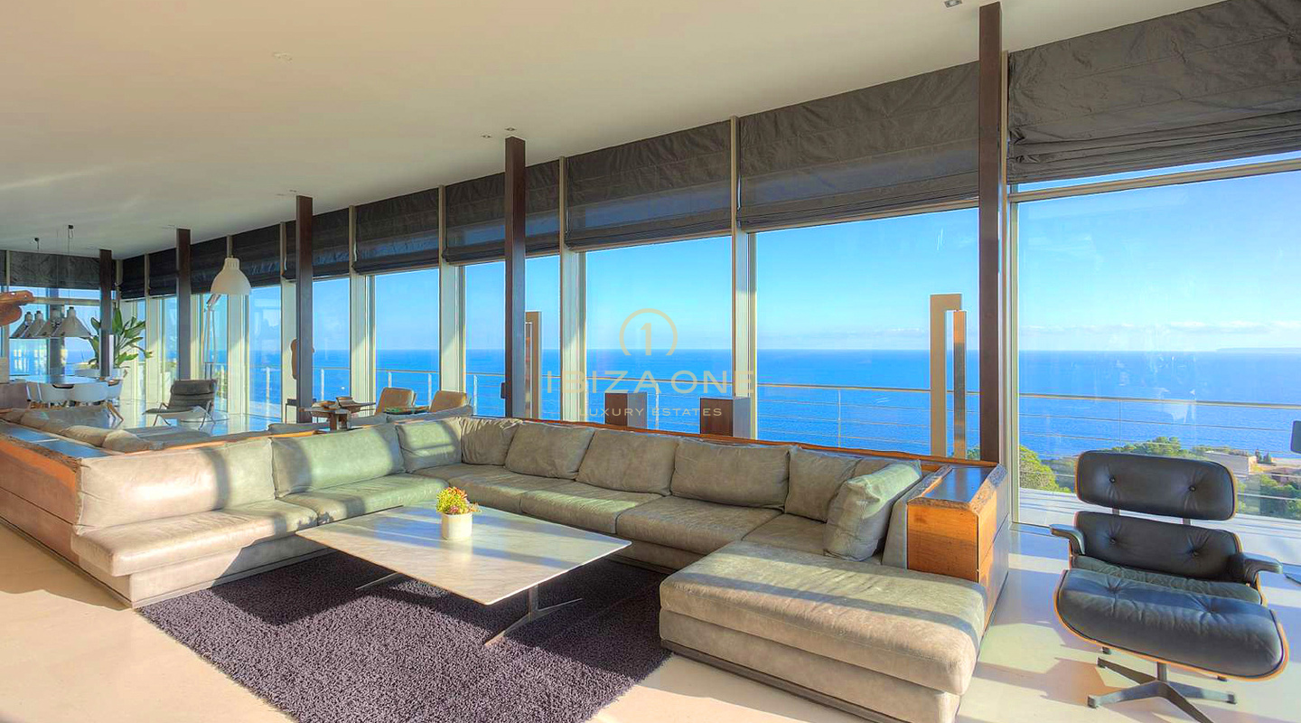 Villa moderna de estilo de lujo con impresionantes vistas a Formentera y Dalt Vila en alquiler - Villa de lujo en alquiler en primera línea de mar en la cima de la montaña de Ibiza con una vista al mar de 270 °, Ibiza