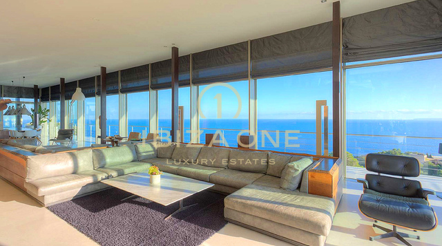 Moderne luxe villa met prachtig uitzicht op Formentera en Dalt Vila te huur - Luxe villa te huur direct aan zee op de top van de berg van Ibiza met 270° uitzicht op zee, Ibiza