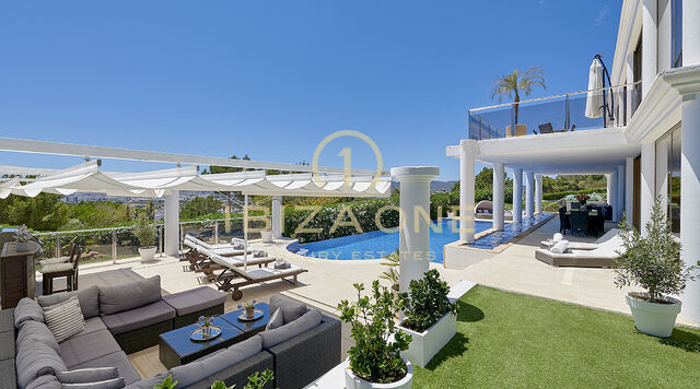 Can Rimbau : Wunderschöne Luxus-Villa in Ibiza mit schöner Aussicht nach Ibiza und das Meer zu vermieten, Ibiza