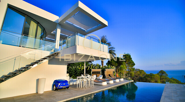 Gloednieuwe moderne luxe villa in Vista Alegre / Es Cubells met prachtig uitzicht op zee te huur, Ibiza - toeristische verhuurvergunning