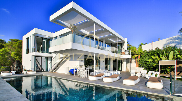 Villa de luxe moderne flambant neuve à Vista Alegre / Es Cubells avec d'excellentes vues sur la mer à louer, Ibiza - licence de location touristique