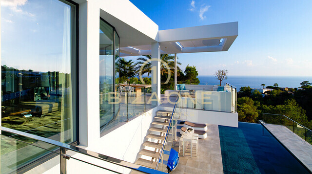 Villa de luxe moderne flambant neuve à Vista Alegre / Es Cubells avec d'excellentes vues sur la mer à louer, Ibiza - licence de location touristique