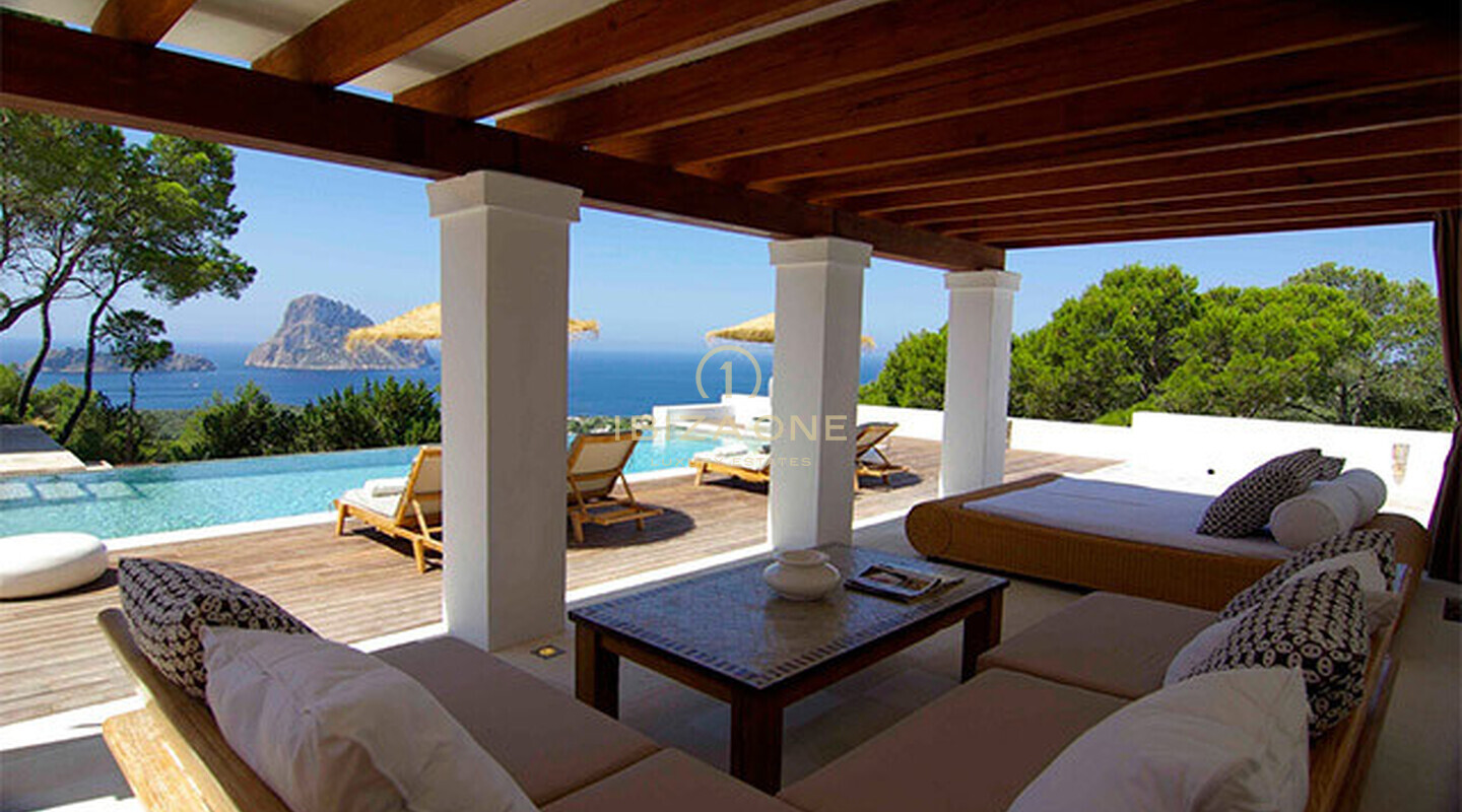 Bellissima villa di lusso Blakstad vicino al mare e vista spettacolare su Es Vedra in affitto, Ibiza