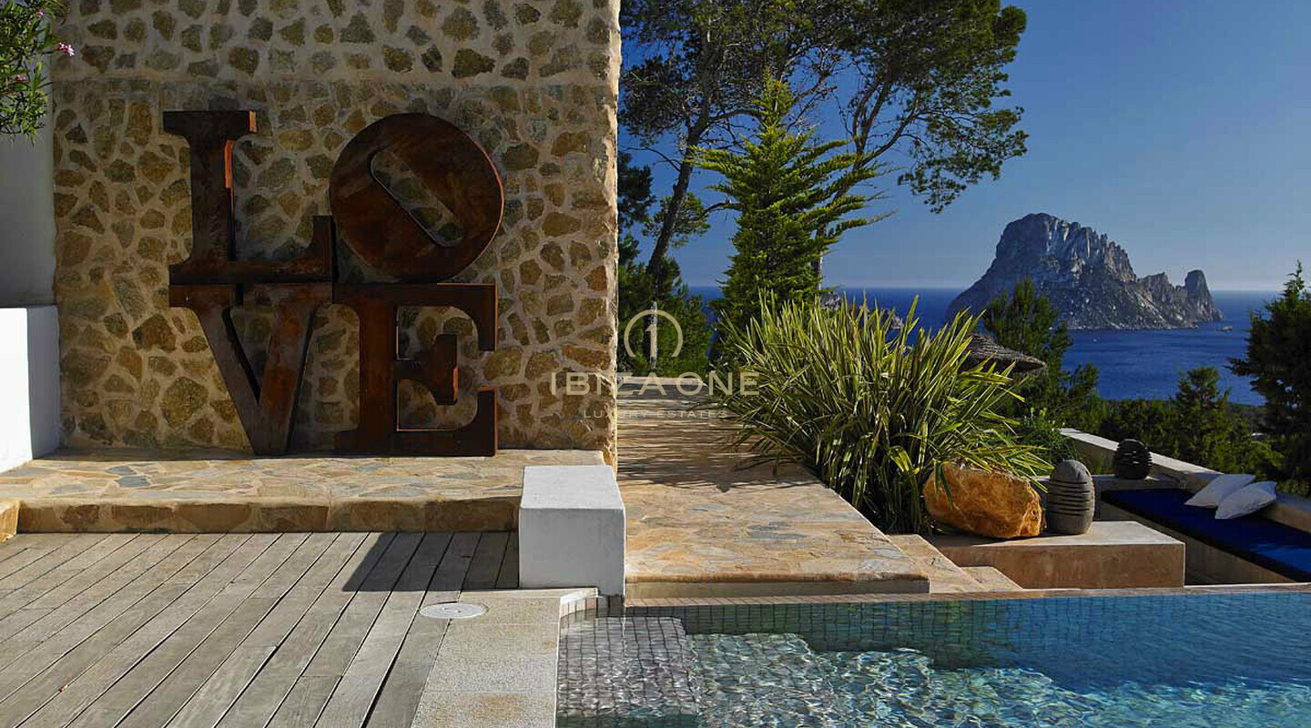 Belle villa de luxe à Blakstad près de la mer et vue spectaculaire sur Es Vedra à louer, Ibiza