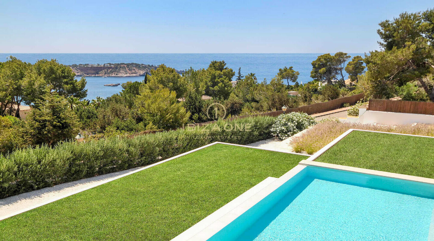 Super moderna villa de lujo con fantásticas vistas al mar en alquiler en Es Cubells / Vista Alegre, Ibiza