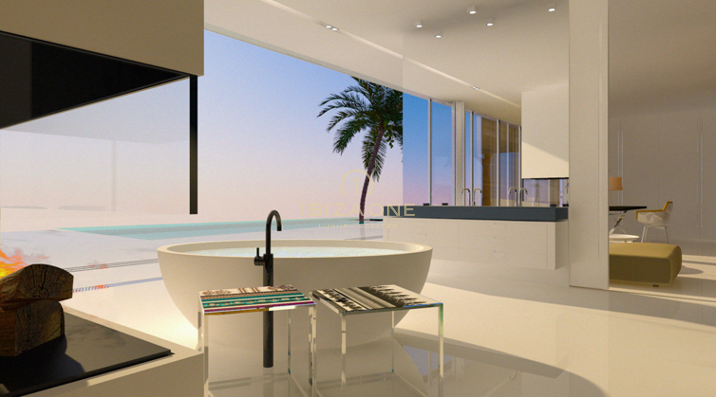 Projet de construction moderne sur plan avec vue fantastique sur la mer à vendre, Ibiza - Projet de construction moderne sur plan avec vue fantastique sur la mer à louer, Ibiza