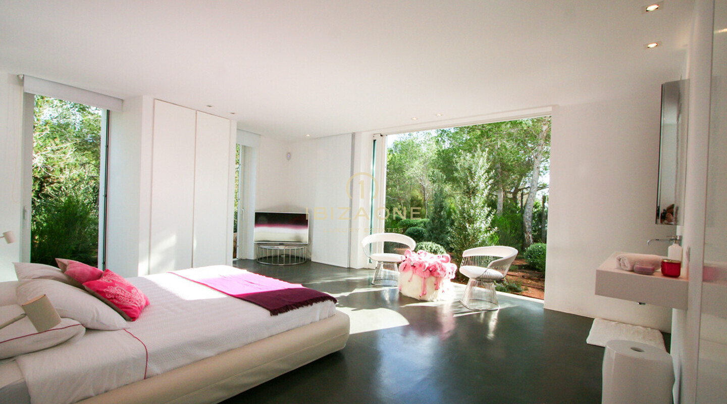 Luxury seafront villa with 350 meters sea frontage and sea access for rent in the prime location of Porroig, Ibiza