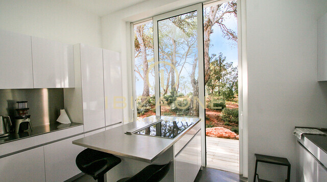 Villa de lujo en primera línea de mar con 350 metros de frente al mar y acceso al mar en alquiler en la ubicación privilegiada de Porroig, Ibiza