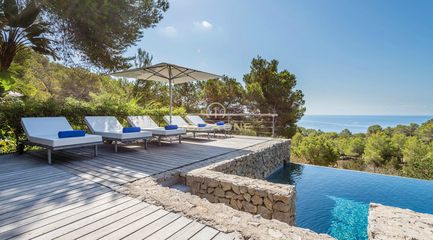 Privé luxe villa op Ibiza met spectaculair uitzicht op zee te huur, Ibiza