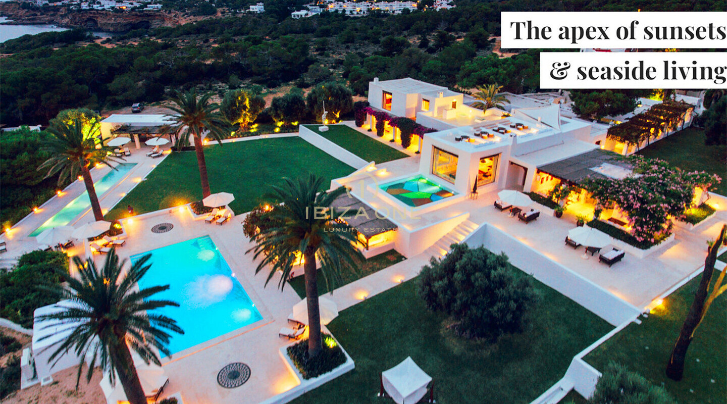 Luxe villa aan zee met prachtig uitzicht op zee en zonsondergang te huur, Ibiza