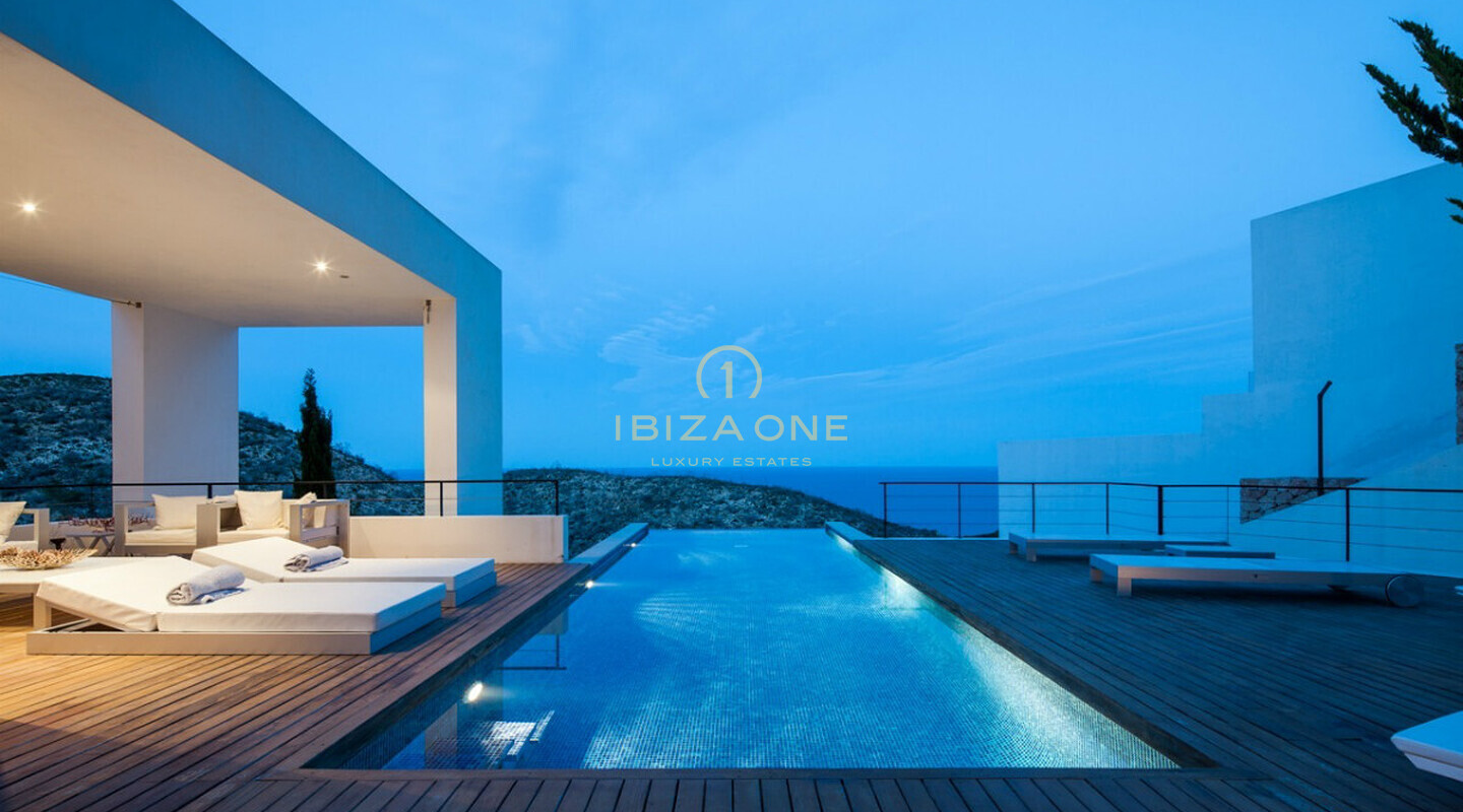 Modern and luxury villa with sea view in guarded urbanization for sale, Ibiza - Modern villa with sea view in guarded urbanization for rent, Ibiza