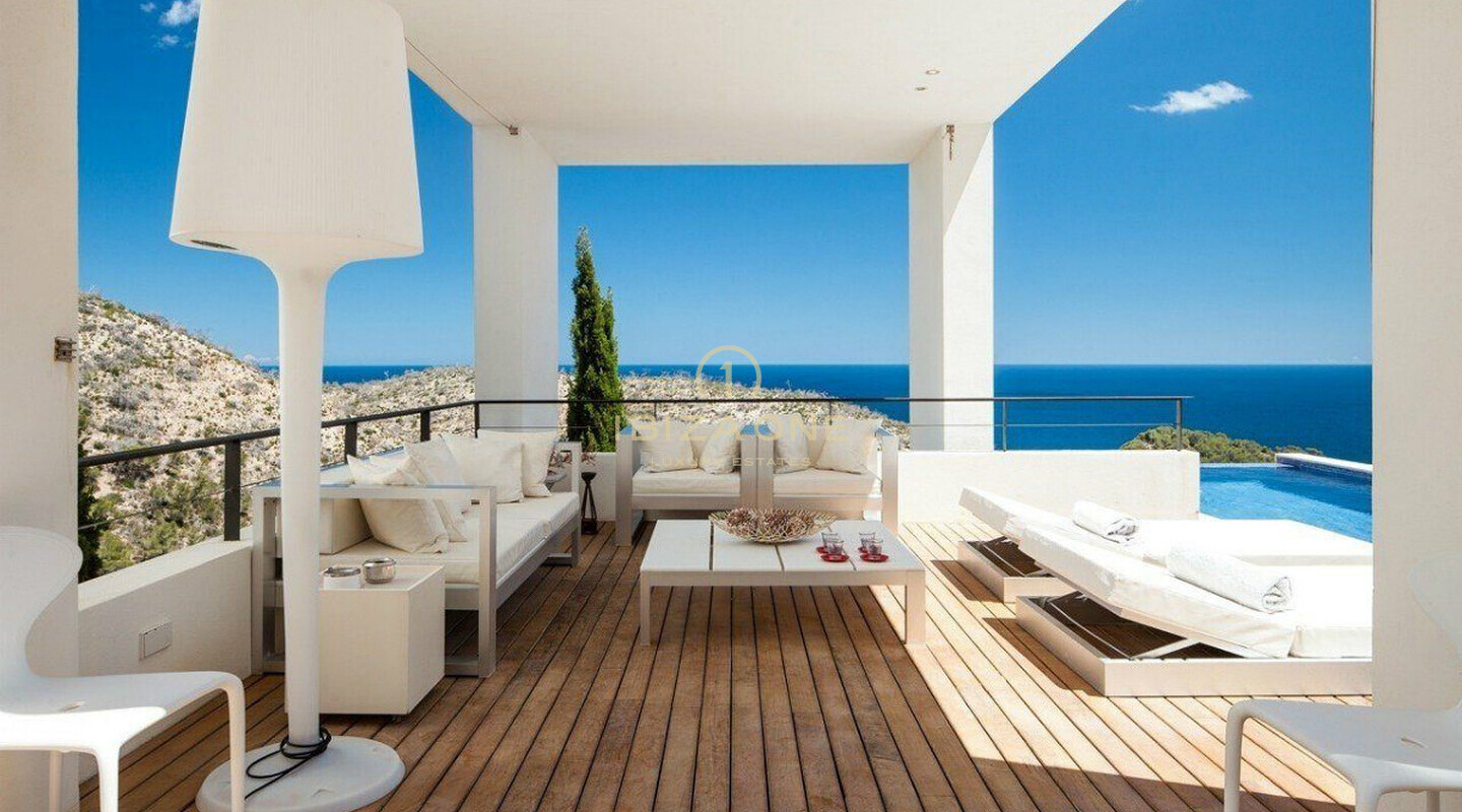 Moderne Luxusvilla mit Meerblick in bewachter Urbanisation zu verkaufen, Ibiza - Moderne Villa mit Meerblick in bewachter Urbanisation zu vermieten, Ibiza