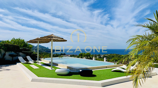 Very luxurious exceptional sea view villa Ibiza near Cala Tarida for sale - that luxury villa is also for rent, Ibiza