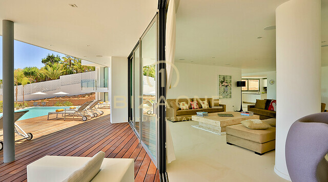 Modern luxury villa in Vista Alegre / Es Cubells with sea views to Formentera for rent, Ibiza