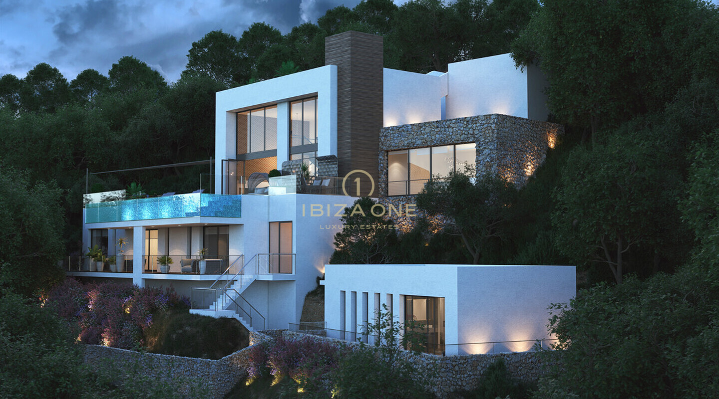 Modern and luxurious sea view villa project for sale, Ibiza - Modern and luxurious sea view villa project for rent, Ibiza