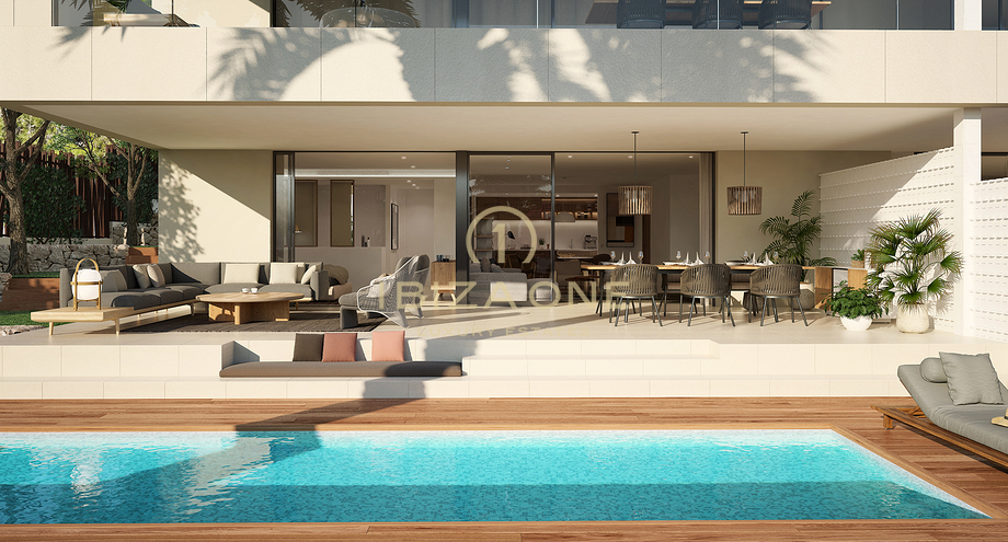 Modern luxe appartement met tuin en privé zwembad te koop - Jesus - Ibiza One onroerend goed makelaar - Luxe - villas - verkoop - huur - Blakstad - finca -