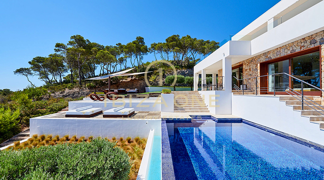 Stunning first sea line luxury property for rent, Ibiza