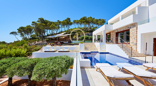 Stunning first sea line luxury property for rent, Ibiza
