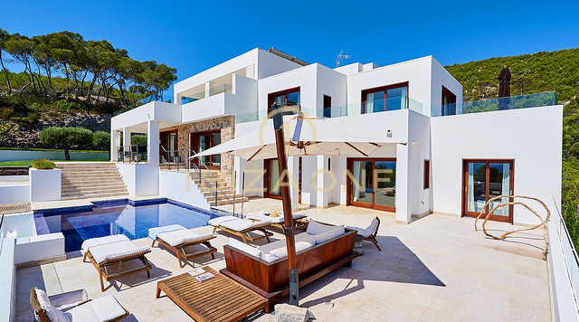 Stunning first sea line luxury property for rent, Ibiza