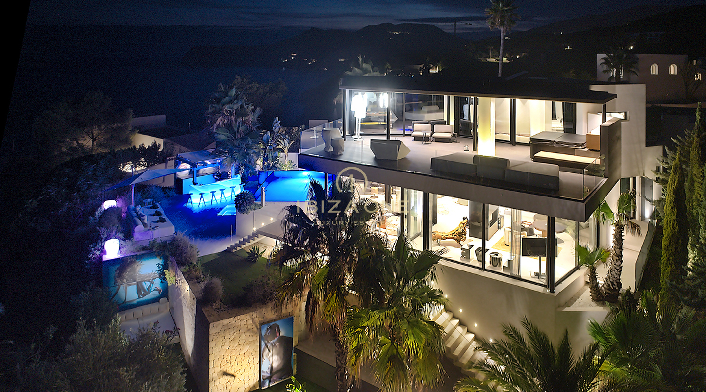 Villa Casa Bora - Moderne designvilla met uitzicht op zee in afgesloten urbanisatie te huur - Es Cubells/Vista Alegre, Ibiza