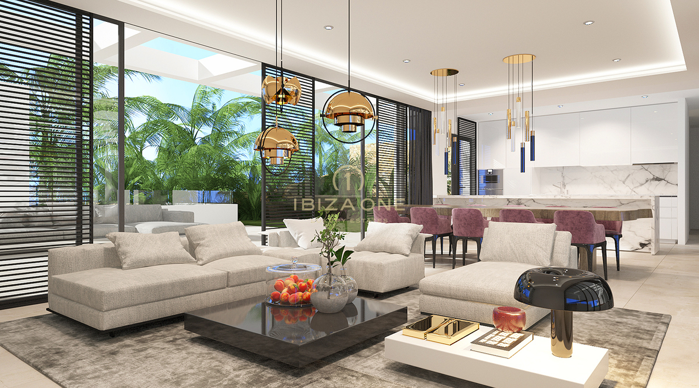 7 luxury villas project with views of Es Vedra and the sea for sale