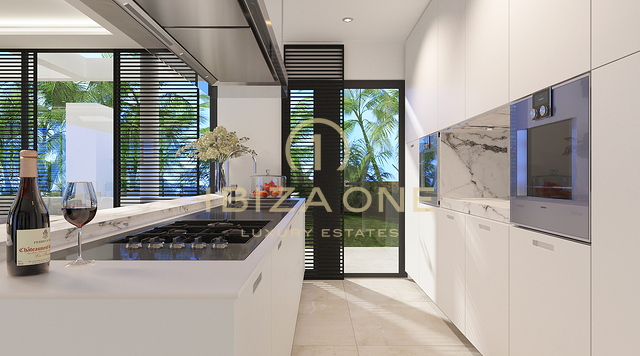 7 luxury villas project with views of Es Vedra and the sea for sale