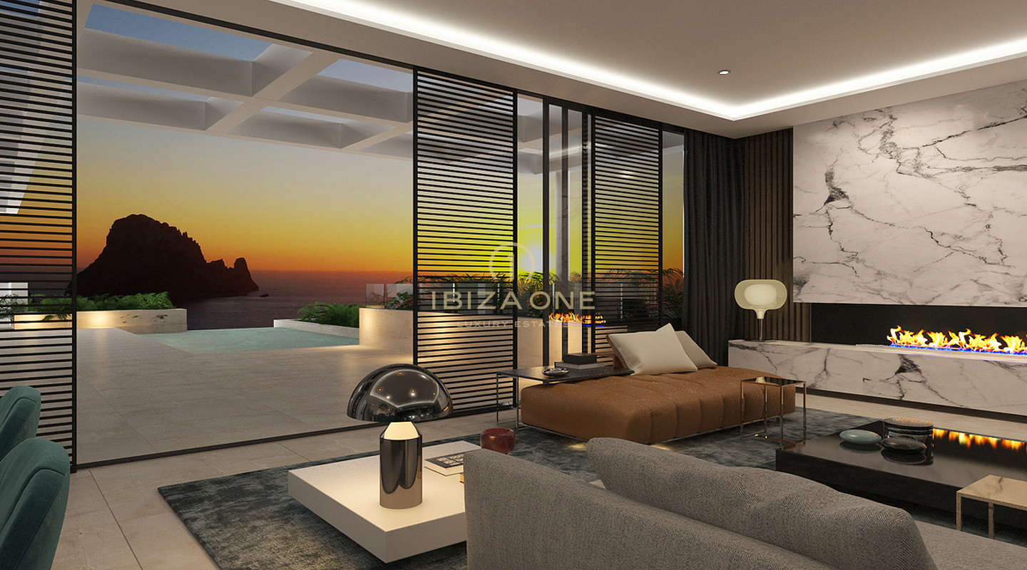 7 luxury villas project with views of Es Vedra and the sea for sale
