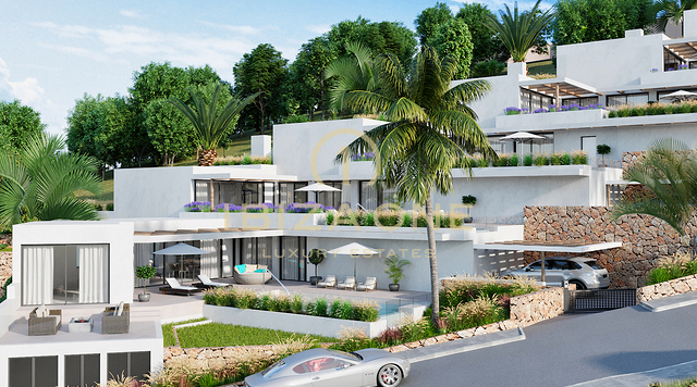 7 luxury villas project with views of Es Vedra and the sea for sale