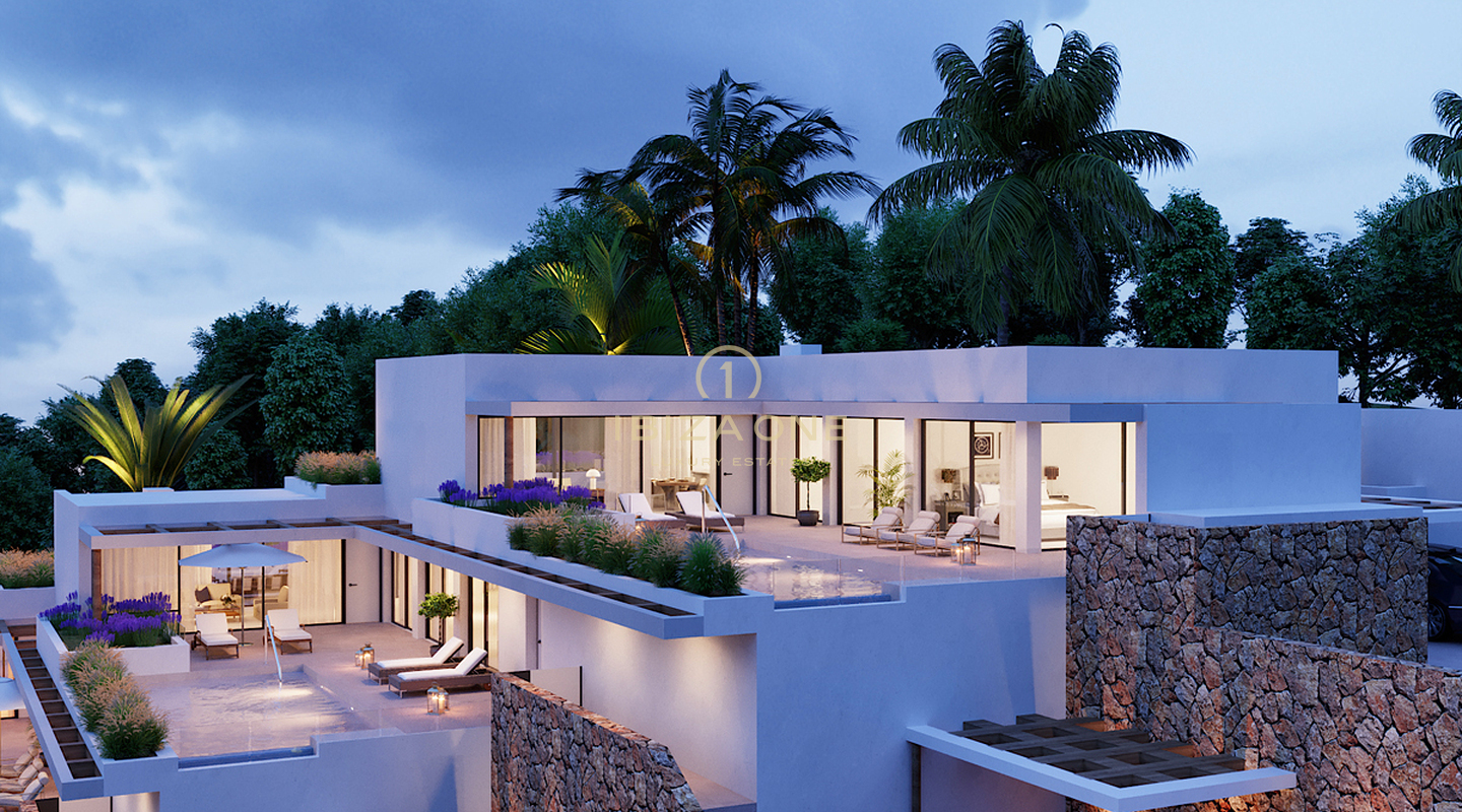 7 luxury villas project with views of Es Vedra and the sea for sale