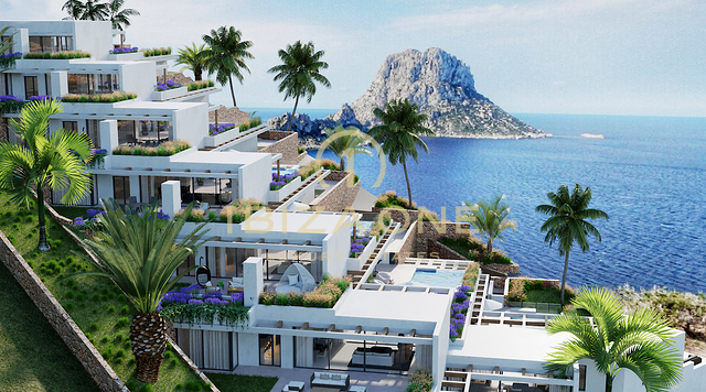 Projet de construction moderne avec 7 villas de luxe et vue sur Es Vedra et la mer à vendre