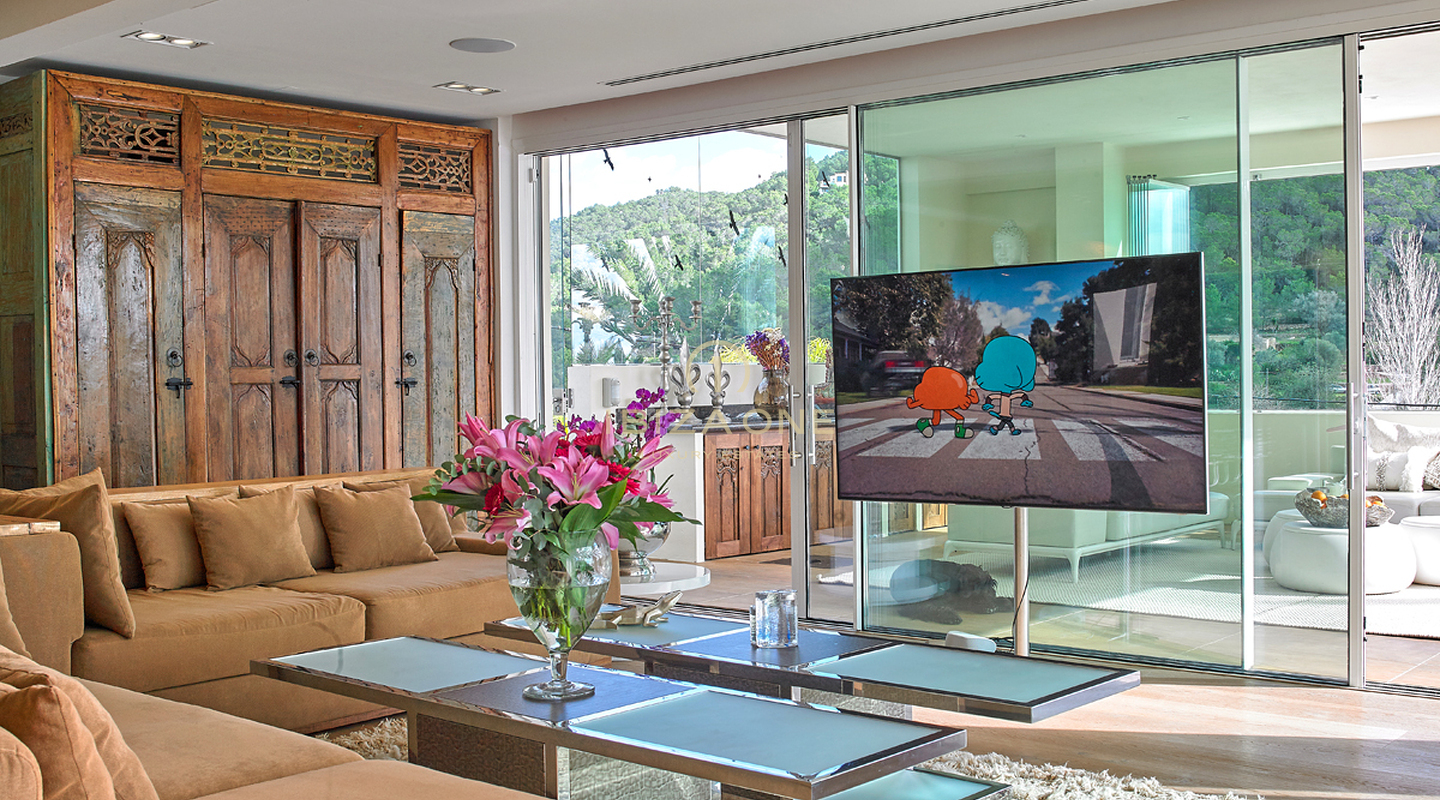 Prachtige luxe villa met zeezicht en verhuurvergunning nabij Ibiza-stad te huur, Ibiza