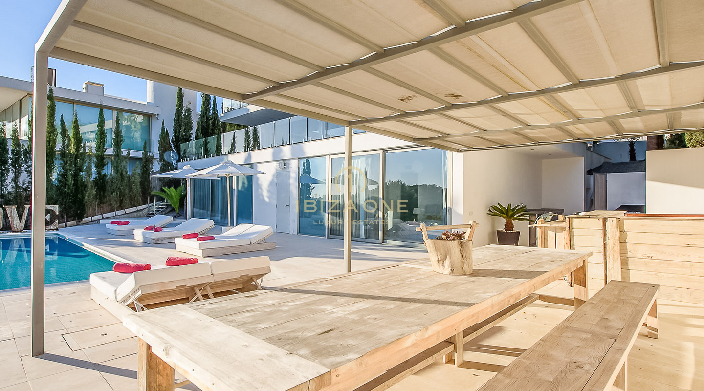 Modern luxury holiday villa with sea views and close to Ibiza town and Talamanca for rent, Ibiza