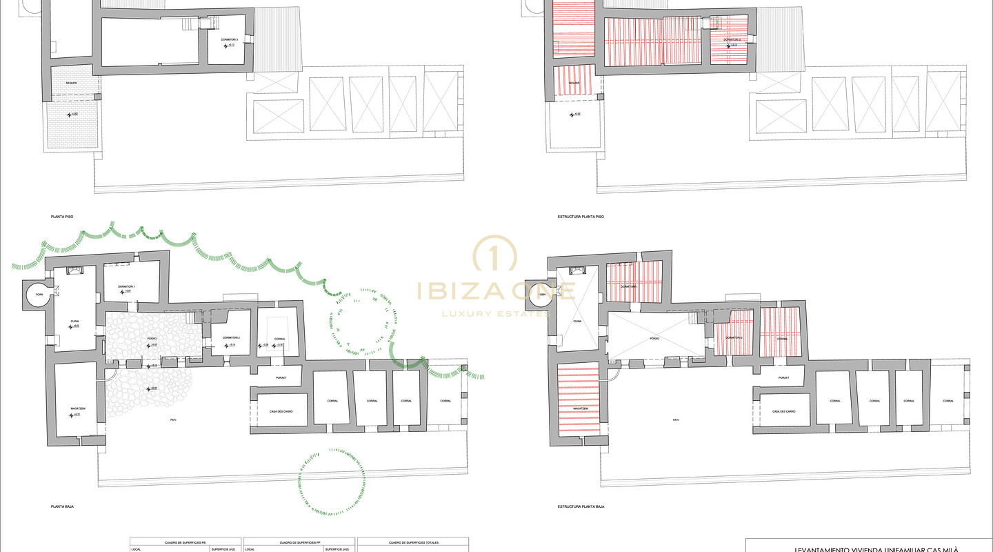 Projet de finca de luxe original à rénover avec un grand terrain près de San Lorenzo/Sta. Gertrudis à vendre, Ibiza - peut être facilement conclu avec le célèbre architecte Rolf Blakstad et le revendre ensuite, Ibiza