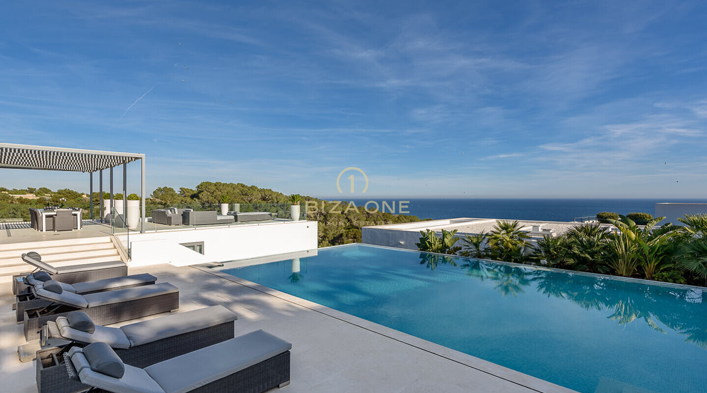 Moderne Luxusvilla mit Meerzugang nur wenige Minuten von Ibiza-Stadt entfernt zu vermieten, Ibiza – dieses Luxushaus steht auch zum Verkauf, Ibiza