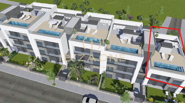 Apartamento de nueva construcción con gran terraza en la azotea y piscina privada en venta.