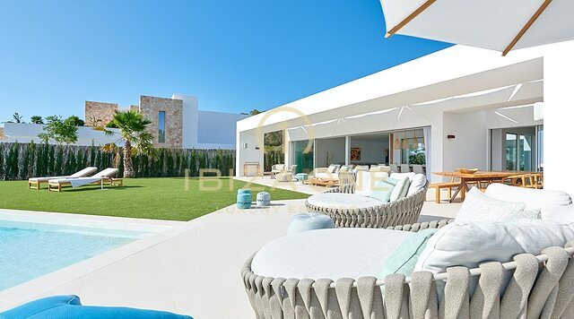 Modern newly built luxury villa with incredible sunset views and sea views in private urbanization for sale, Ibiza