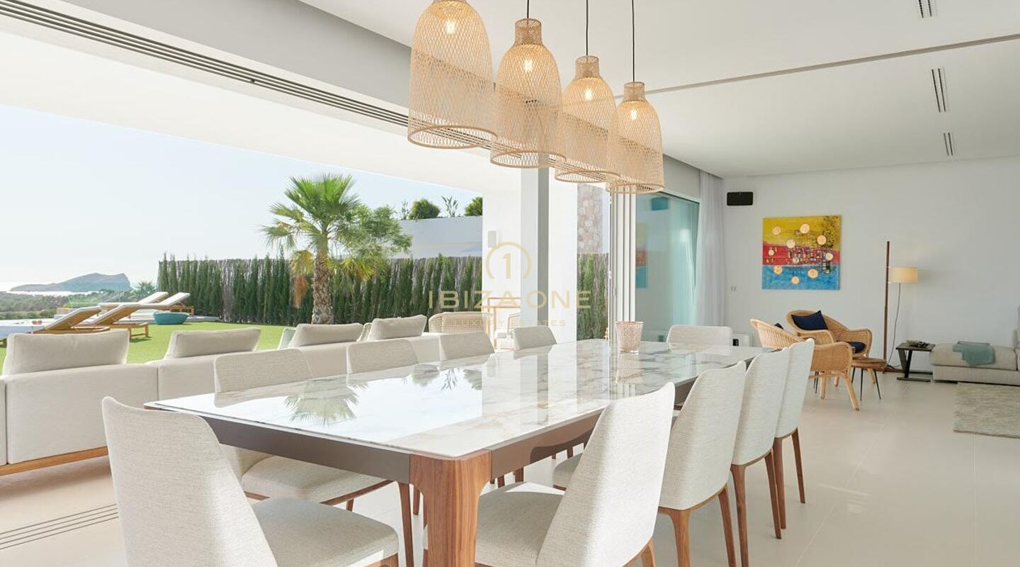 Modern newly built luxury villa with incredible sunset views and sea views in private urbanization for sale, Ibiza