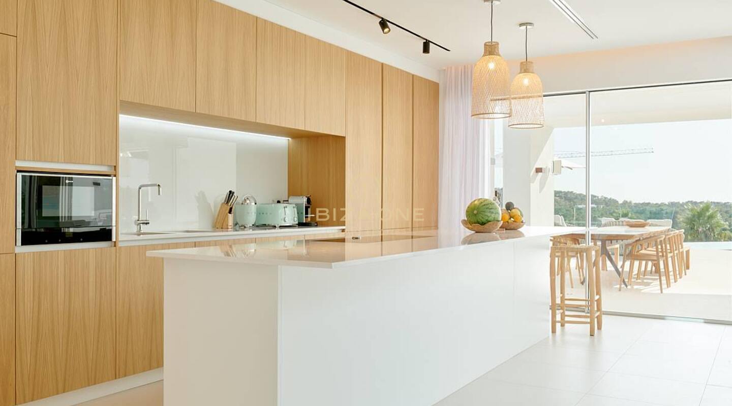 Modern newly built luxury villa with incredible sunset views and sea views in private urbanization for sale, Ibiza