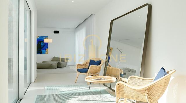 Moderne, nieuw gebouwde luxe villa met ongelooflijk uitzicht op de zonsondergang en de zee in een privé-urbanisatie te koop, Ibiza