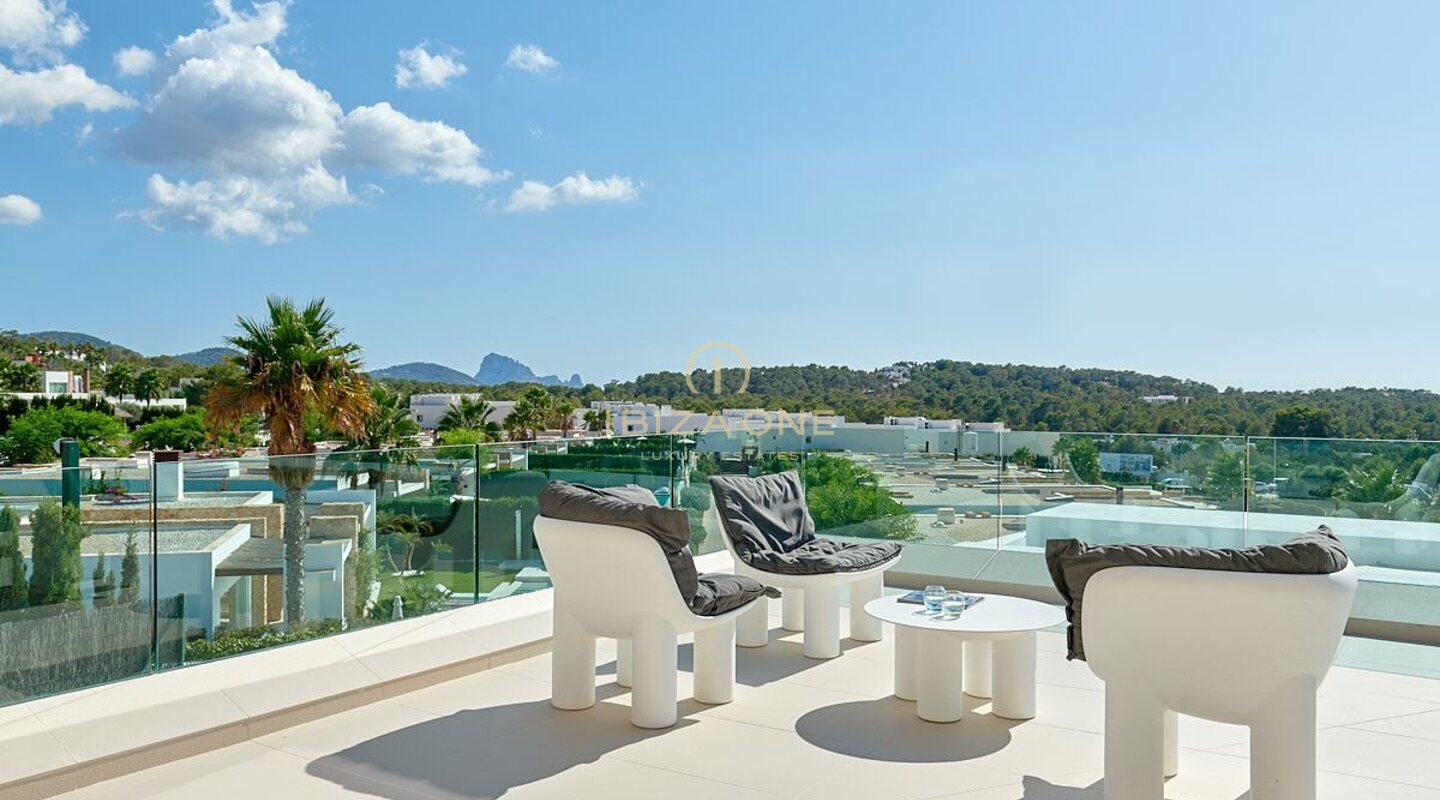 Moderna villa di lusso di nuova costruzione con incredibile vista sul tramonto e sul mare in urbanizzazione privata in vendita, Ibiza