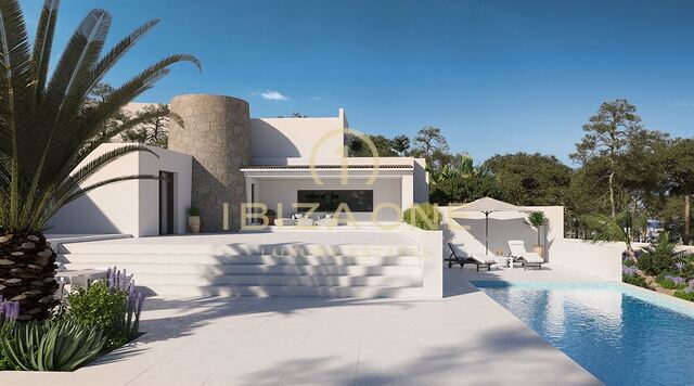 Gemoderniseerd luxe pand met gastenverblijf en uitzicht op zee te koop, Ibiza