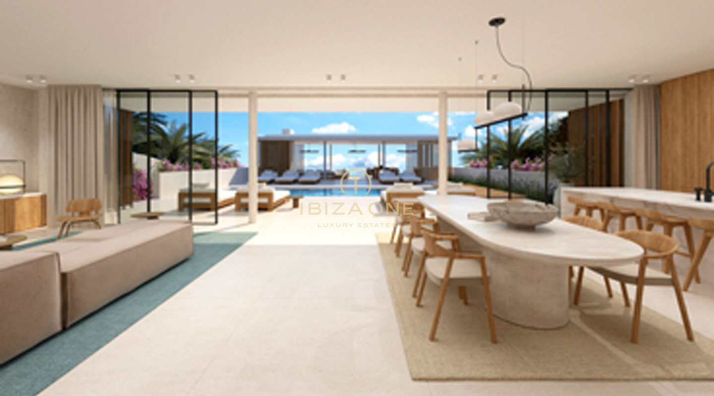 Nuove ville di lusso in prima linea sul mare, vista panoramica sul mare a Cap Martinet in vendita, Ibiza
