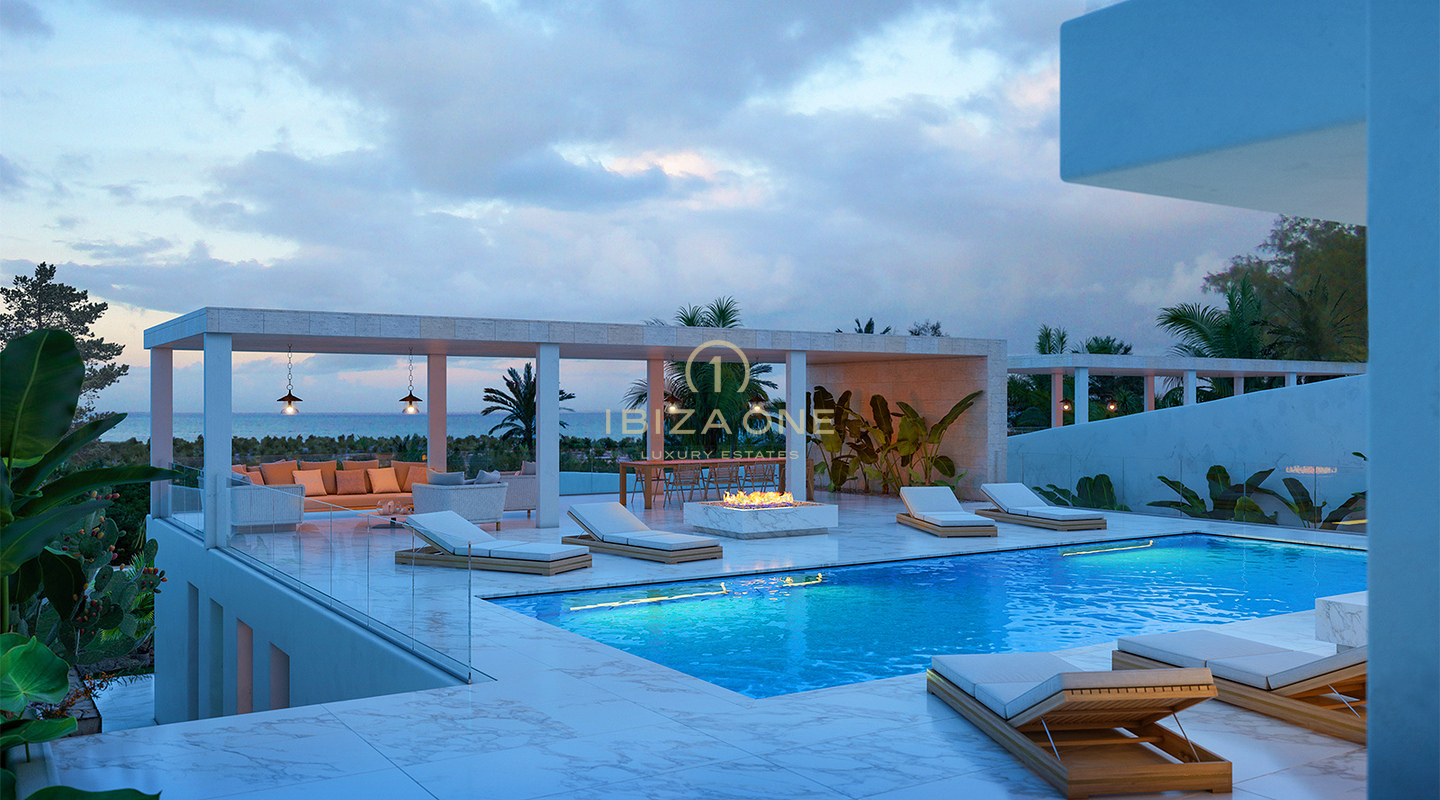 Brandneue Luxusvillen in erster Meereslinie, Panoramablick auf das Meer in Cap Martinet zu verkaufen, Ibiza
