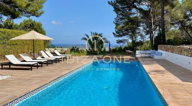 Superb luxury villa high on a mountain with views of the sea, Salinas and Formentera for sale