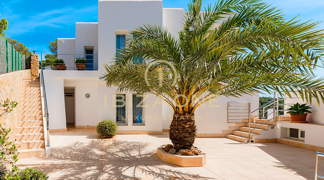 Gepflegte Villa mit Blick auf das Meer, Salinas und spektakuläre Sonnenuntergänge in Richtung Es Vedra zu verkaufen, Ibiza