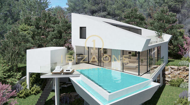 Villa di lusso moderna di nuova costruzione con vista mare e accesso diretto al mare in vendita, Ibiza