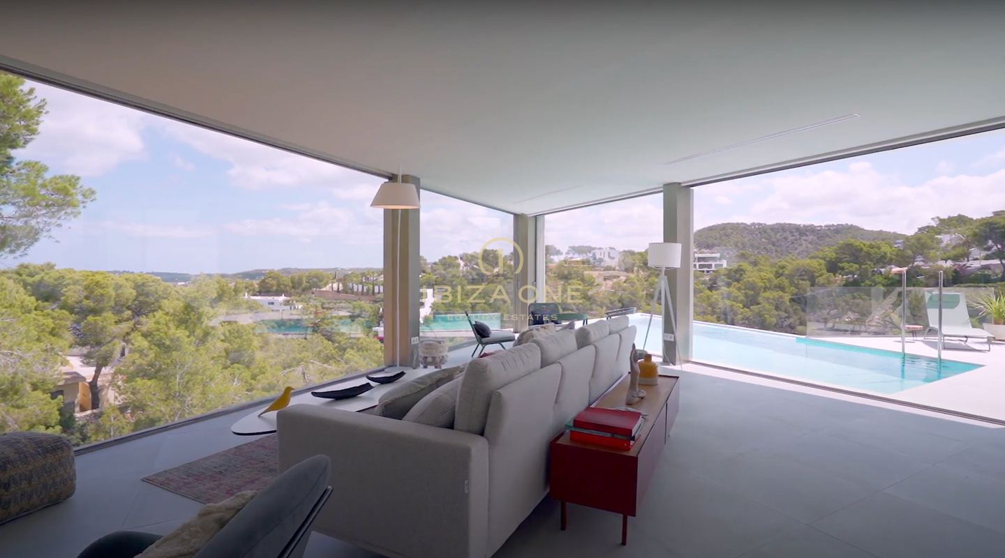 Villa de lujo de nueva construcción moderna con vistas al mar y acceso directo al mar en venta, Ibiza